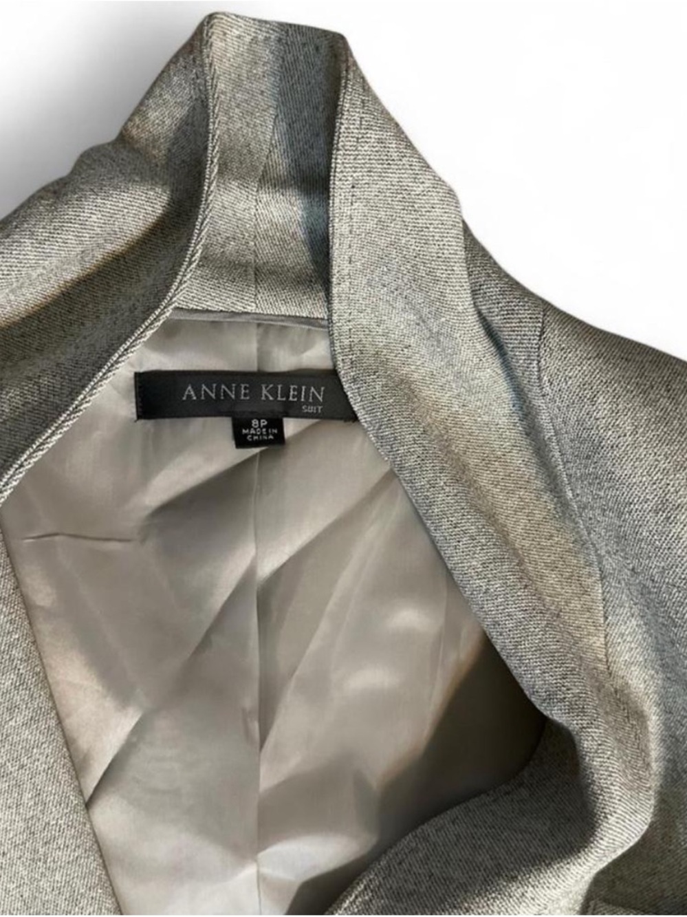 Anne Klein Light Gray Shawl Collar Wool-Blend Blazer - Picture 7 of 7